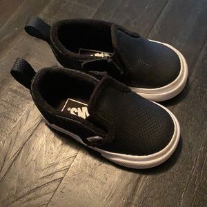 Black leather slip on vans